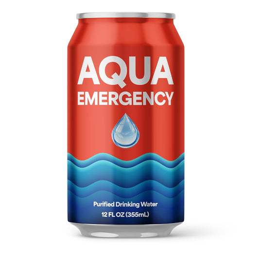 24 Pack AQUA Emergency 50-Year Shelf Life Purified Drinking Water Survival Food (12oz Cans)