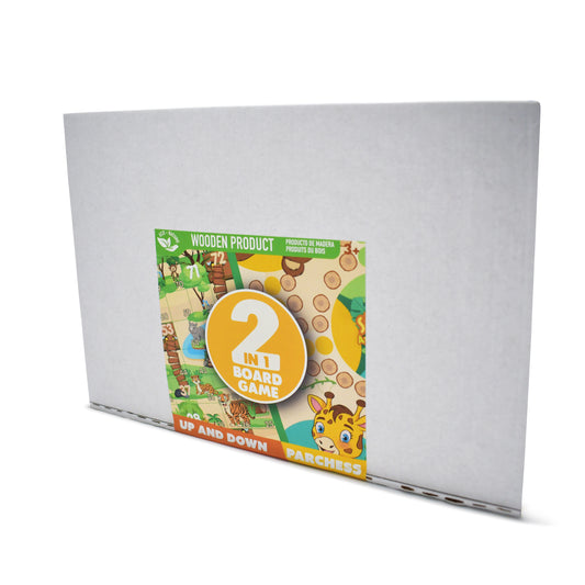 2-in-1 Wooden Animal-Themed Board Game – Up and Down + Parchess, Ages 3+