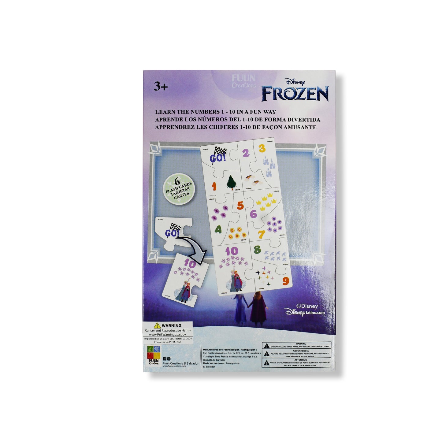 Disney Frozen Educational Puzzle & Flash Number Cards 1–10 (11 Pieces)