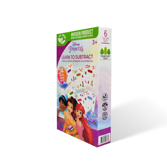 Disney Princess Educational Puzzle & Flash Subtraction Cards – Learn to Subtract (24 Pieces)