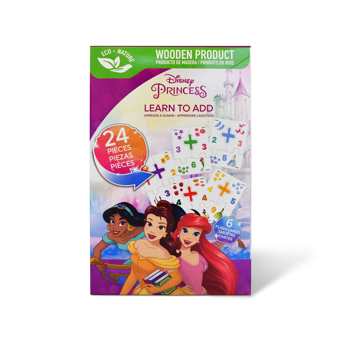 Disney Princess Educational Puzzle & Flash Addition Cards – Learn to Add (24 Pieces)