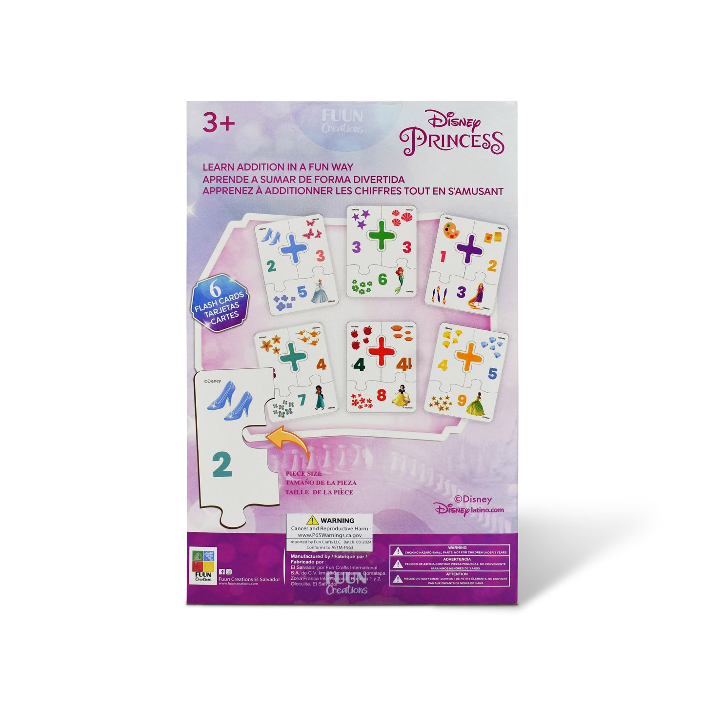 Disney Princess Educational Puzzle & Flash Addition Cards – Learn to Add (24 Pieces)