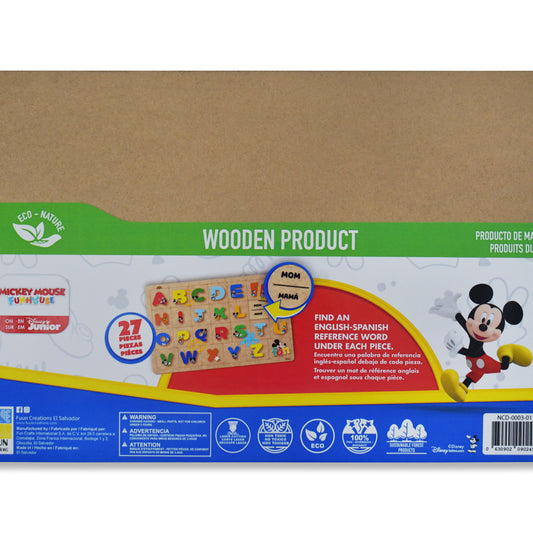Disney Junior Mickey Wooden Bilingual Alphabet Puzzle & Word Matching Set (27 Pieces)
