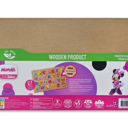 Disney Junior Minnie Wooden Bilingual Alphabet Puzzle & Word Matching Set (27 Pieces)