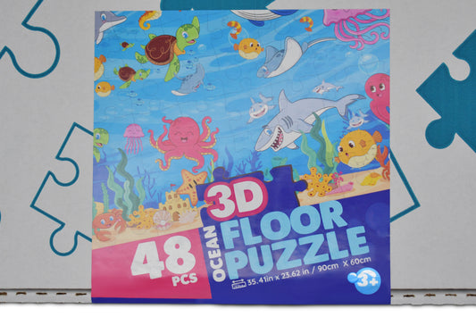 3D Ocean Floor Floor Puzzle – 48 Pieces, 35.4″×23.6″, Ages 3+