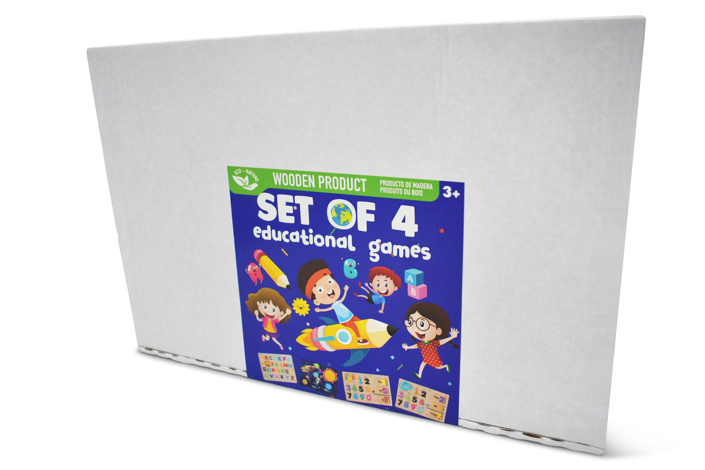 Set of 4 Wooden Educational Games – Ages 3+, Eco-Friendly Learning Fun