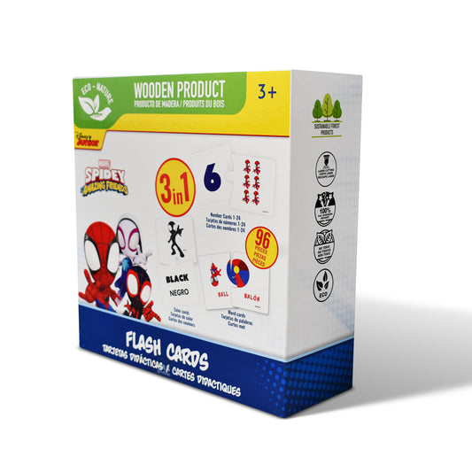 Marvel Spidey 3-in-1 Wooden Educational Flash Cards – 96-Piece Set