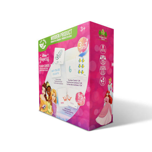 Disney Princess 3-in-1 Wooden Educational Flash Cards – 96-Piece Set