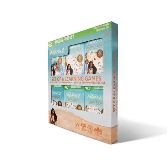 Disney Moana 2 6-in-1 Wooden Educational Learning Games Set – 137-Piece