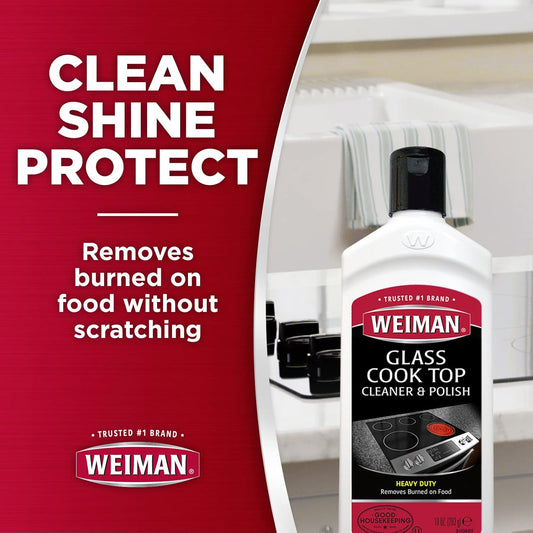 Weiman Cook Top Daily Cleaner 2 in 1 Bundle for Metal and Glass Stoves - 12oz & 10oz