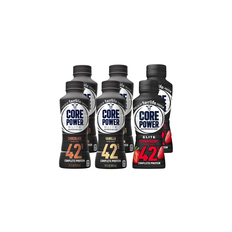 Baxter Expresss: Fa!rlife Core power Elite High Protein Milk Shake 42g (Pack of 12) 3 Flavor Pack - Chocolate, Vanilla and Strawberry 14 Fl bottles