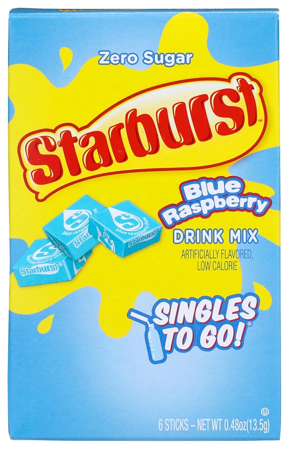 Starburst Blue Raspberry Singles To Go Drink Mix, 0.59 Oz, 6-Count (Pack of 4)