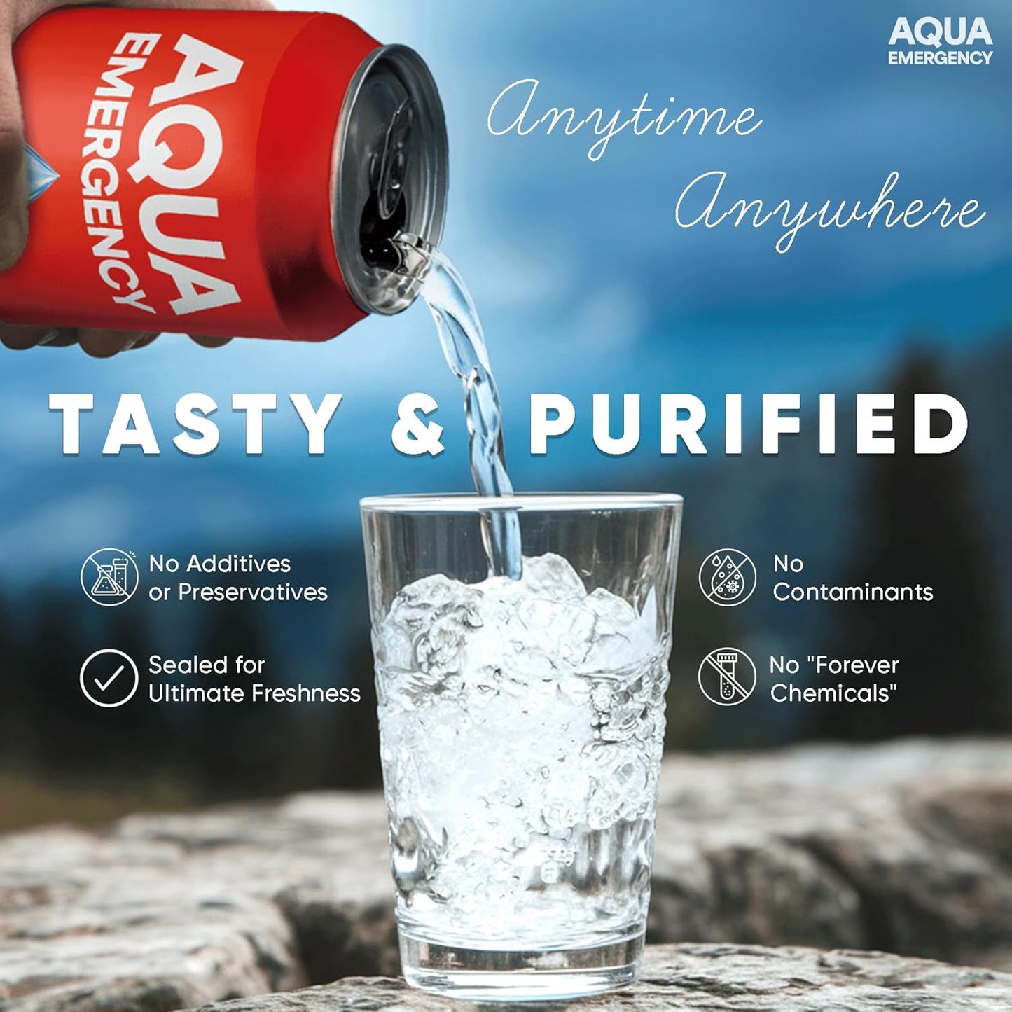 24 Pack AQUA Emergency 50-Year Shelf Life Purified Drinking Water Survival Food (12oz Cans)