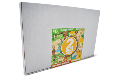 2-in-1 Wooden Animal-Themed Board Game – Up and Down + Parchess, Ages 3+
