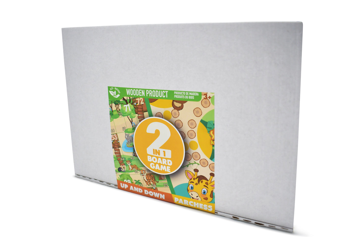 2-in-1 Wooden Animal-Themed Board Game – Up and Down + Parchess, Ages 3+
