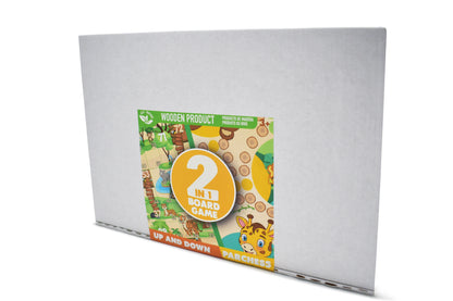 2-in-1 Wooden Animal-Themed Board Game – Up and Down + Parchess, Ages 3+