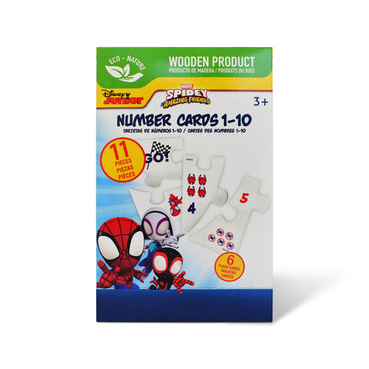 Disney Junior Spidey Educational Puzzle & Flash Number Cards 1–10 (11 Pieces)