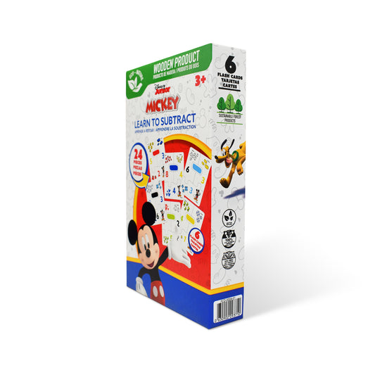 Disney Junior Mickey Educational Puzzle & Flash Subtraction Cards – Learn to Subtract (24 Pieces)