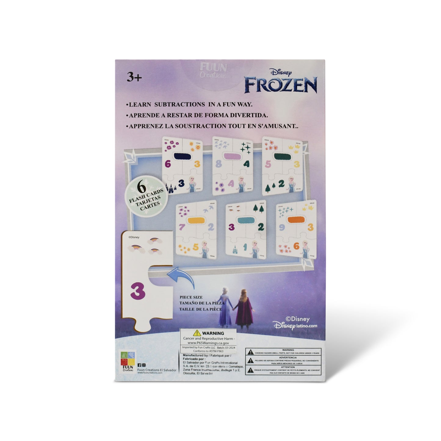 Disney Frozen Educational Puzzle & Flash Subtraction Cards – Learn to Subtract (24 Pieces)