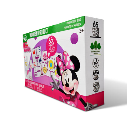 Disney Junior Minnie Wooden Educational Puzzle & Flash Card Game Set (65 Pieces)