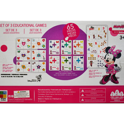 Disney Junior Minnie Wooden Educational Puzzle & Flash Card Game Set (65 Pieces)