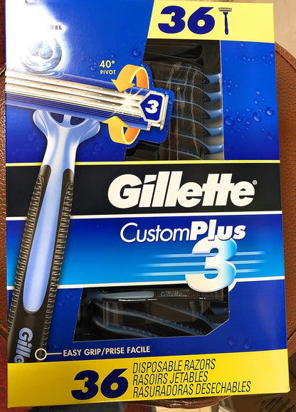 Gillette CustomPlus 3 Disposable Razors 36 Count