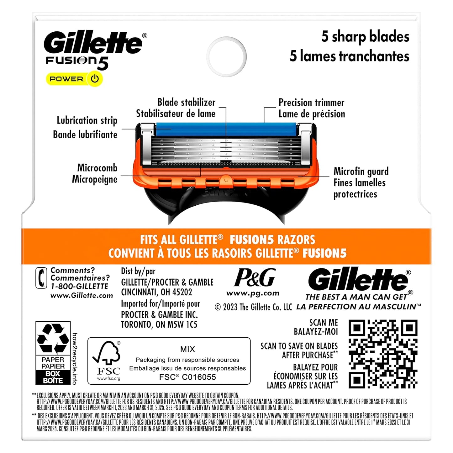 Gillette Fusion5 Men's Razor Blade Refills, 4 Count