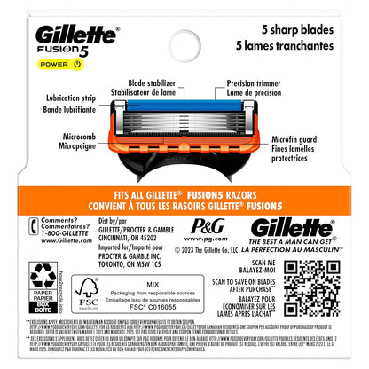 Gillette Fusion5 Men's Razor Blade Refills, 4 Count