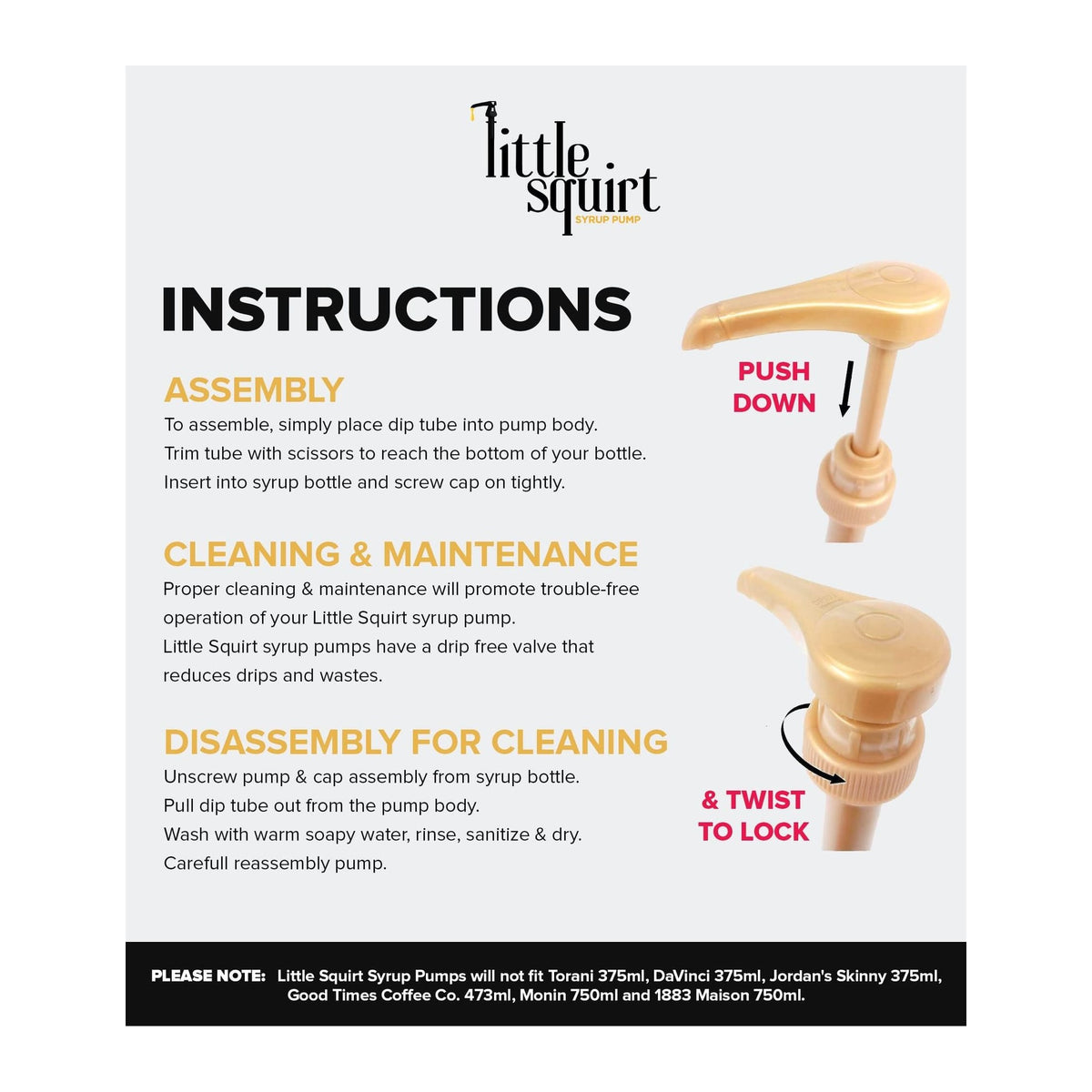 Little Squirt Gold Syrup Pumps – No-Drip Dispenser