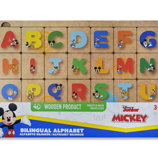 Disney Junior Mickey Wooden Bilingual Alphabet Puzzle & Word Matching Set (27 Pieces)