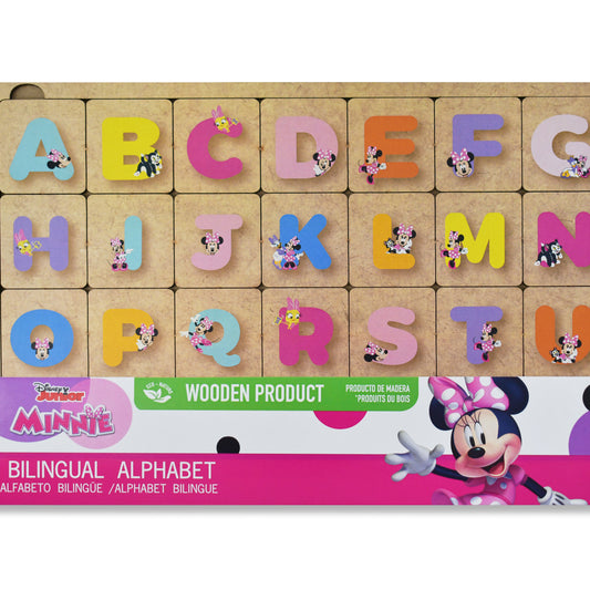 Disney Junior Minnie Wooden Bilingual Alphabet Puzzle & Word Matching Set (27 Pieces)