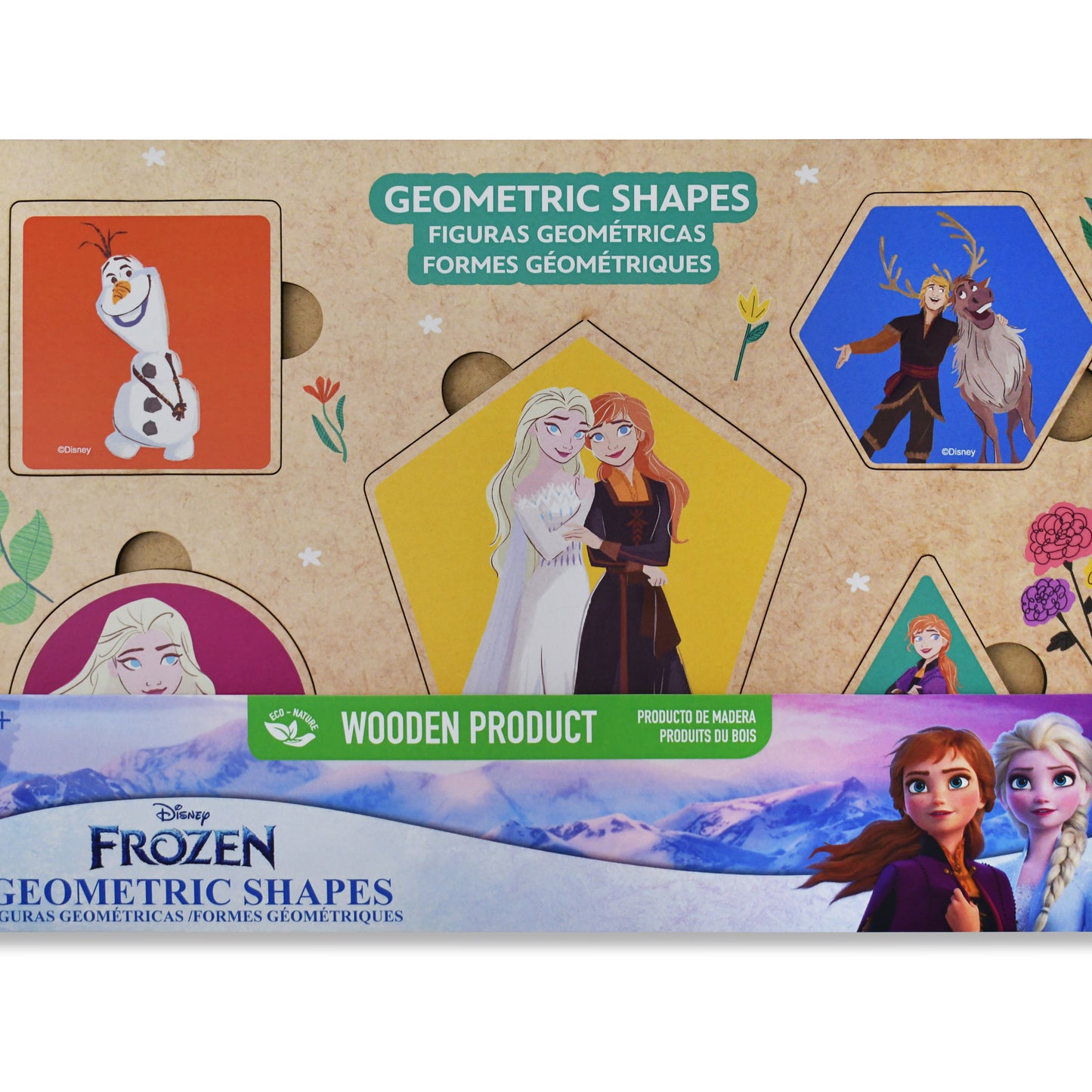 Disney Frozen Wooden Geometric Shapes Puzzle & Word Matching Set (5 Pieces)