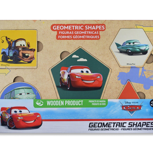 Disney Pixar Cars Wooden Geometric Shapes Puzzle & Word Matching Set (5 Pieces)