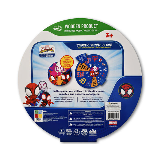 Marvel Spidey & His Amazing Friends Wooden Didactic Puzzle Clock