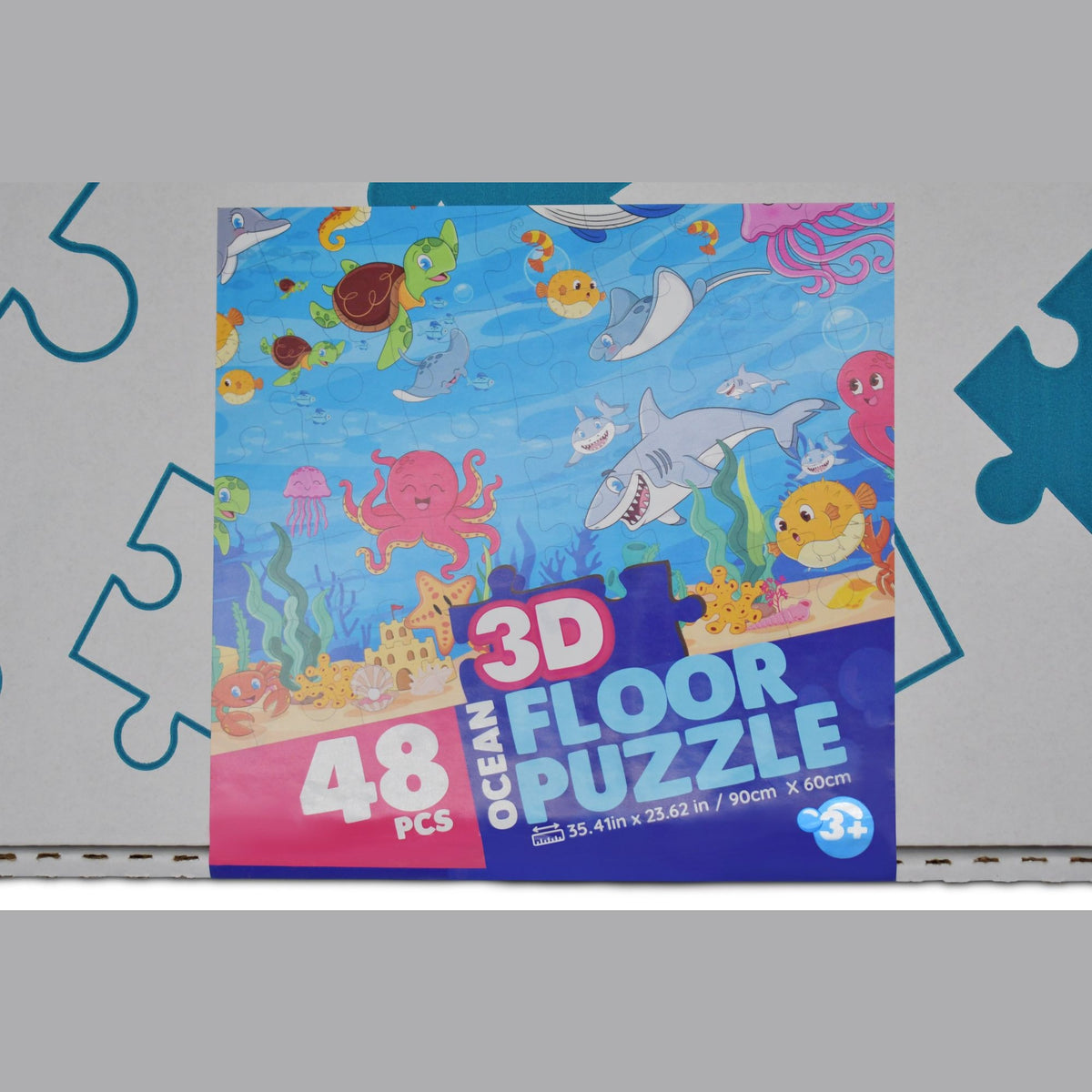 3D Ocean Floor Floor Puzzle – 48 Pieces, 35.4″×23.6″, Ages 3+