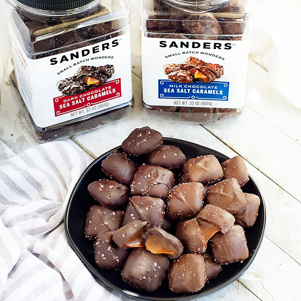 Sanders Original Dark Chocolate Sea Salt Caramels Tub 36 oz.