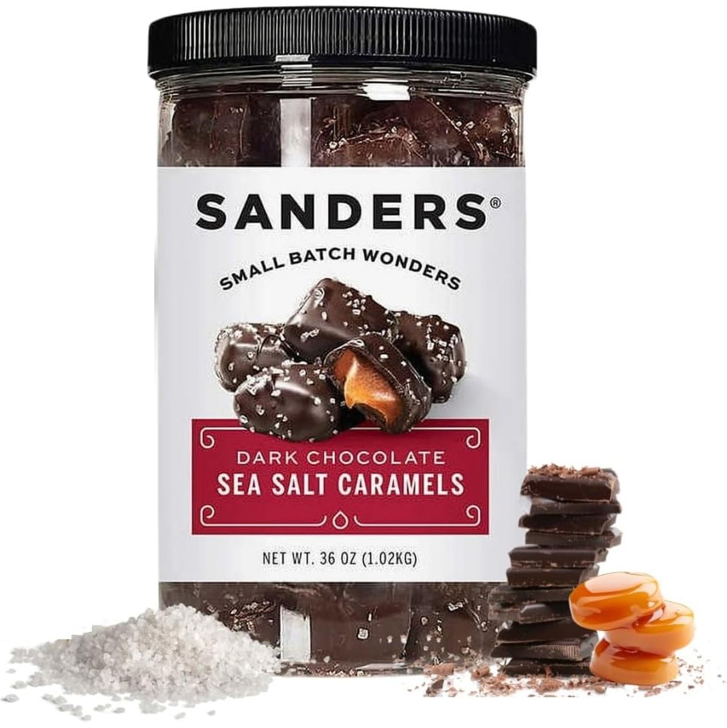 Sanders Original Dark Chocolate Sea Salt Caramels Tub 36 oz.
