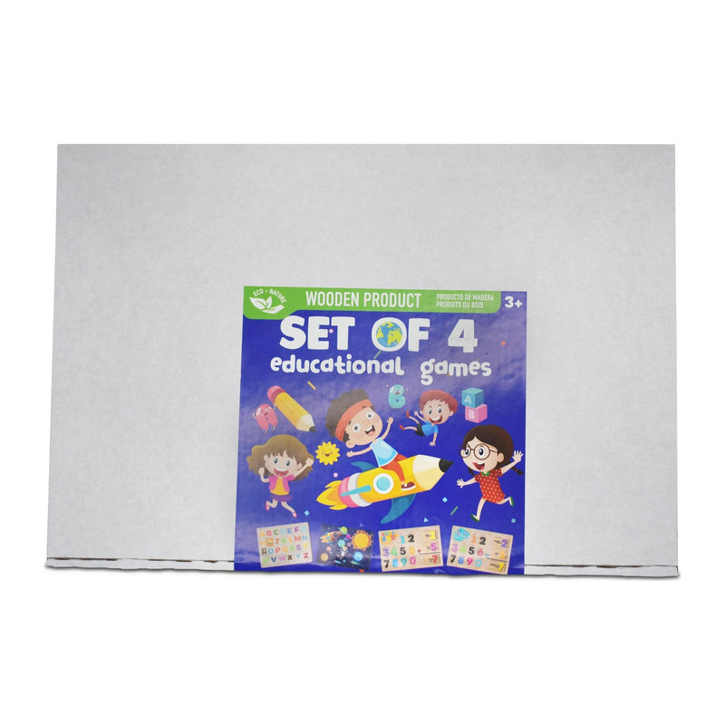 Set of 4 Wooden Educational Games – Ages 3+, Eco-Friendly Learning Fun