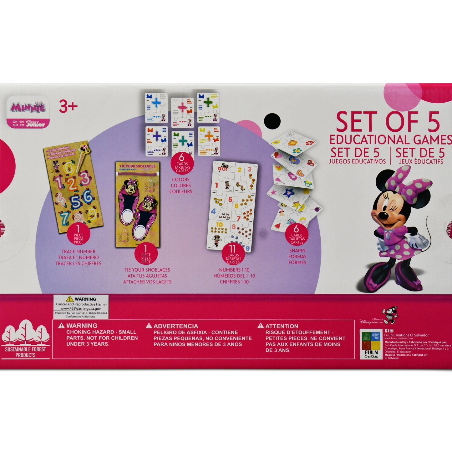 Disney Junior Minnie Mouse 5-in-1 Wooden Educational Games Set