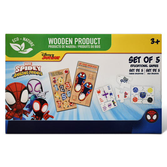 Disney Junior Marvel “Spidey and His Amazing Friends” 5-in-1 Wooden Educational Games Set