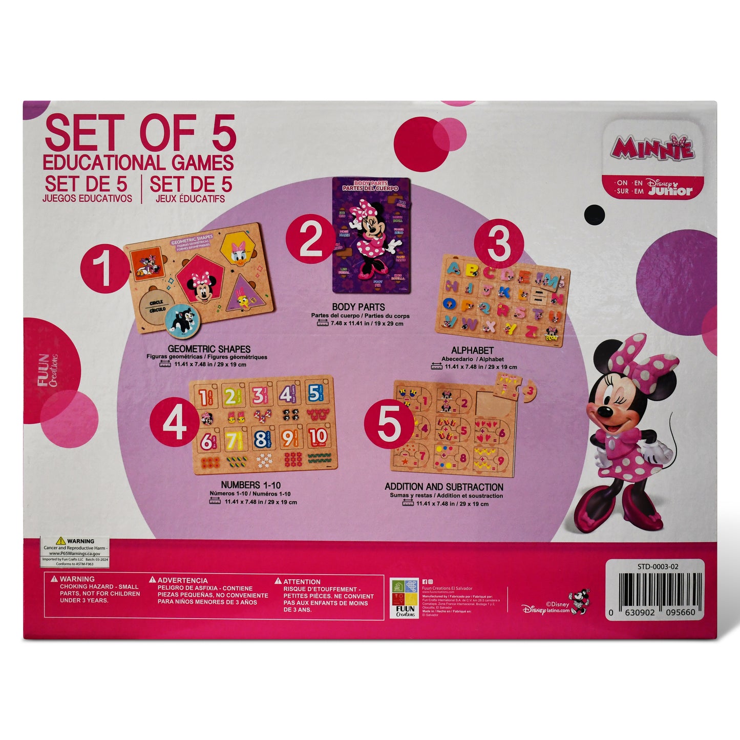 Minnie Mouse Wooden Puzzle & Flash Card Learning Set – 5 Games
