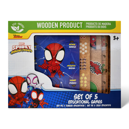 Marvel Spidey and His Amazing Friends 5-in-1 Wooden Educational Games Set