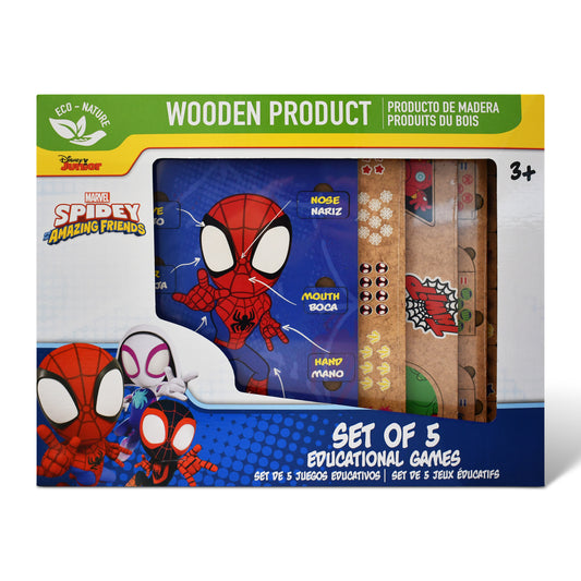 Marvel Spidey and His Amazing Friends 5-in-1 Wooden Educational Games Set