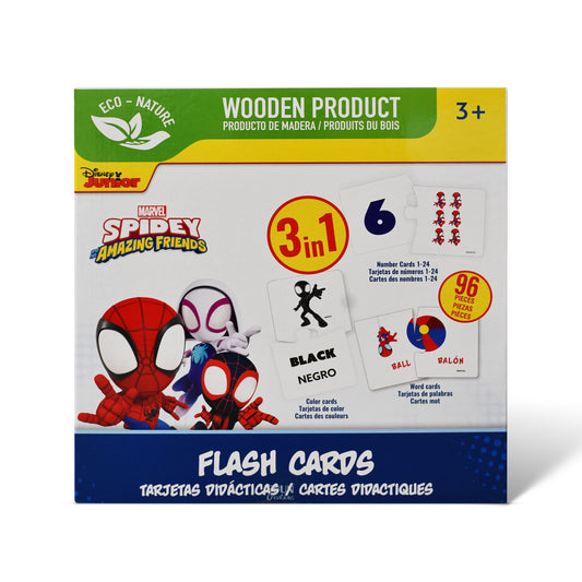Marvel Spidey 3-in-1 Wooden Educational Flash Cards – 96-Piece Set