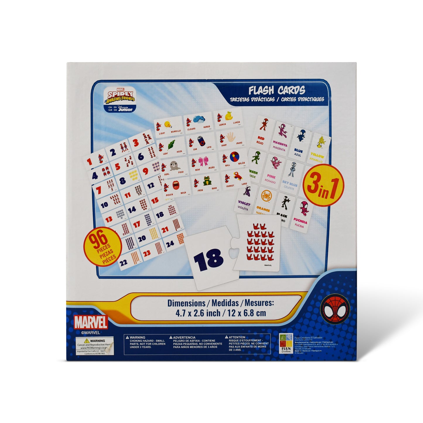 Marvel Spidey 3-in-1 Wooden Educational Flash Cards – 96-Piece Set