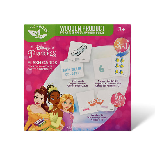 Disney Princess 3-in-1 Wooden Educational Flash Cards – 96-Piece Set