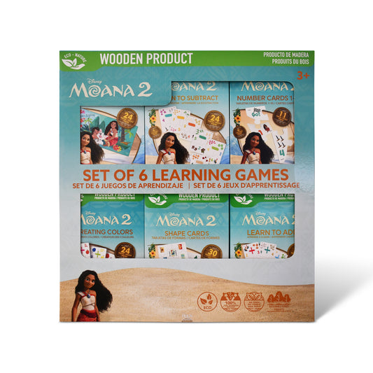 Disney Moana 2 6-in-1 Wooden Educational Learning Games Set – 137-Piece
