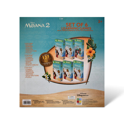 Disney Moana 2 6-in-1 Wooden Educational Learning Games Set – 137-Piece