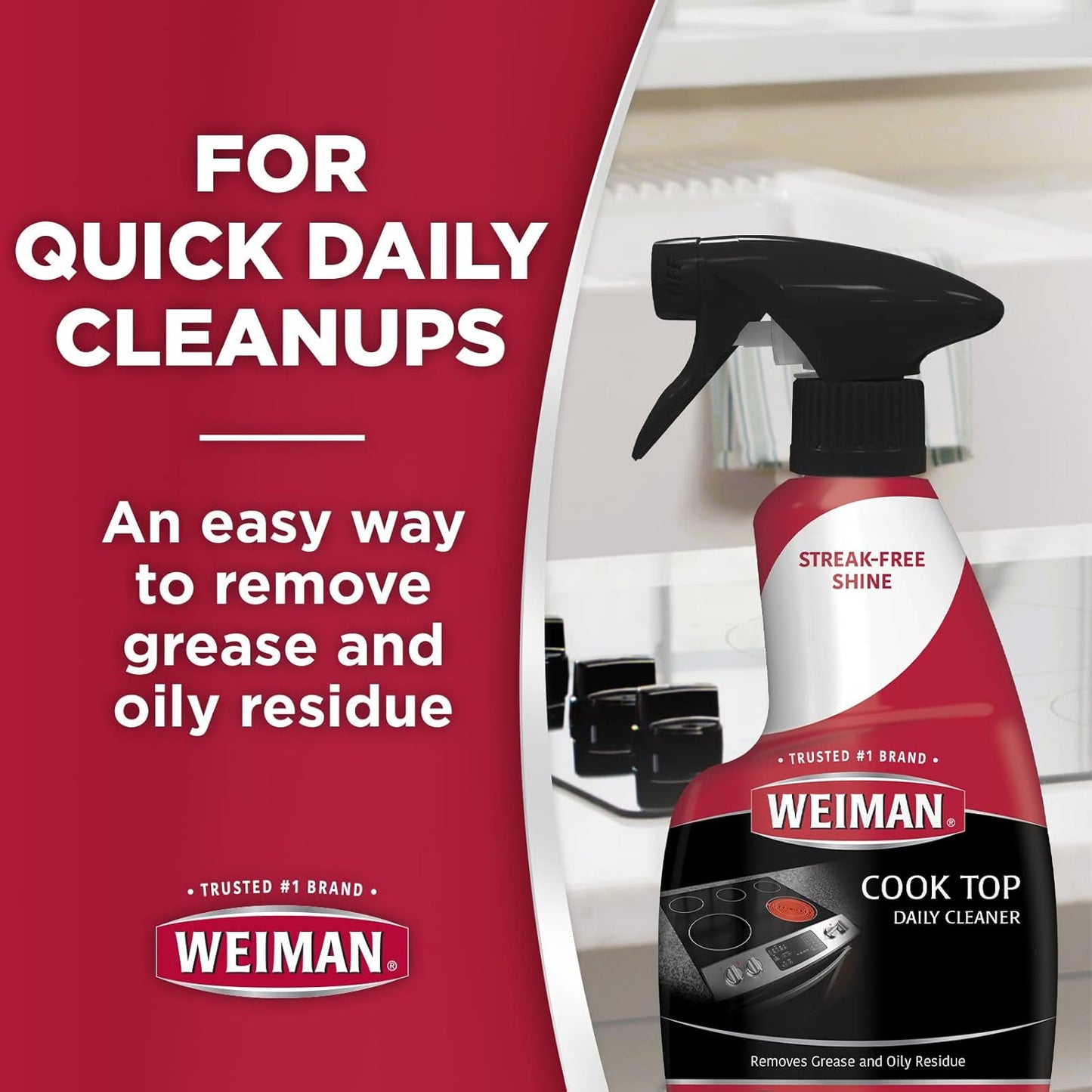 Weiman Cook Top Daily Cleaner 2 in 1 Bundle for Metal and Glass Stoves - 12oz & 10oz
