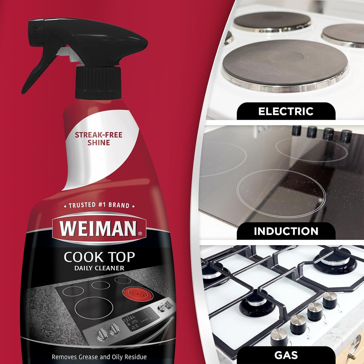 Weiman Cook Top Daily Cleaner 2 in 1 Bundle for Metal and Glass Stoves - 12oz & 10oz
